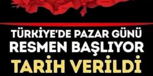 Pazar günü geliyor.